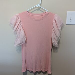 Pink Ruffle Sleeve Blouse